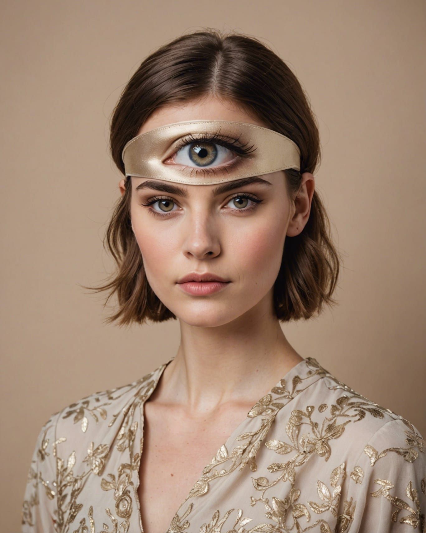 Chic Woman with Illustrated Eye Patch Portrait