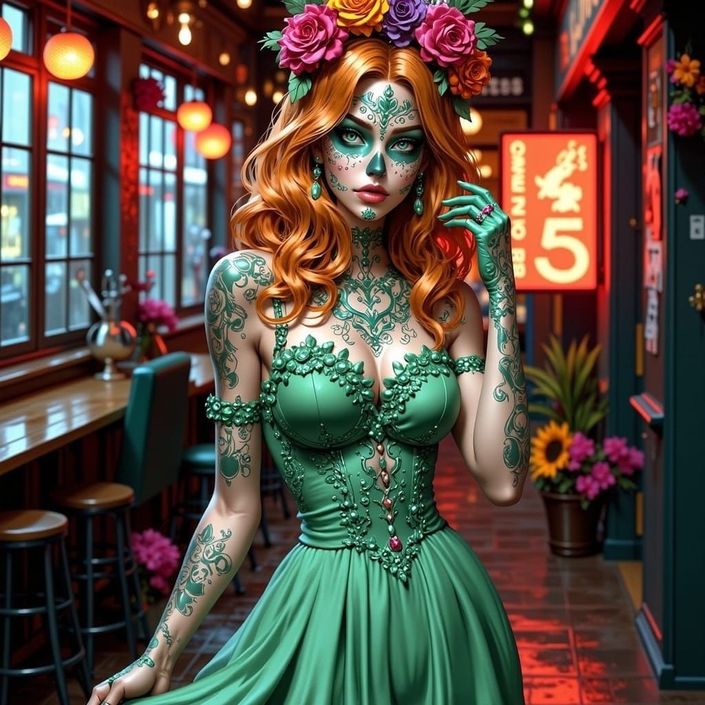 Mardi Gras Sugar Skull Pin-Up in Saint Louis