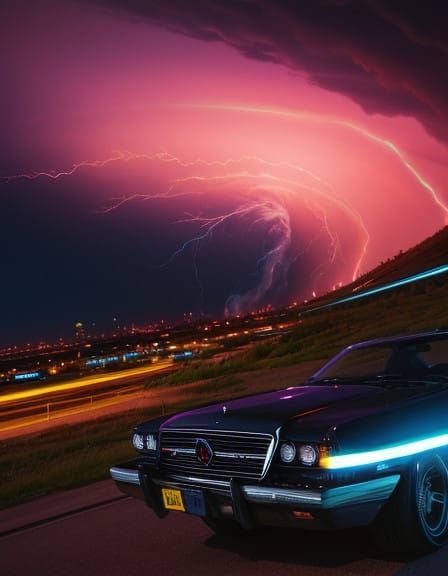 Glowing Tornado in Neon Vortex