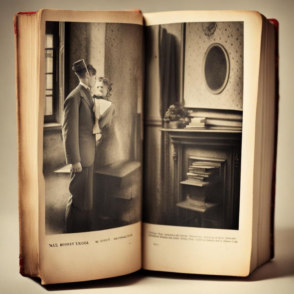 Vintage Open Book, Vertical Format Photo