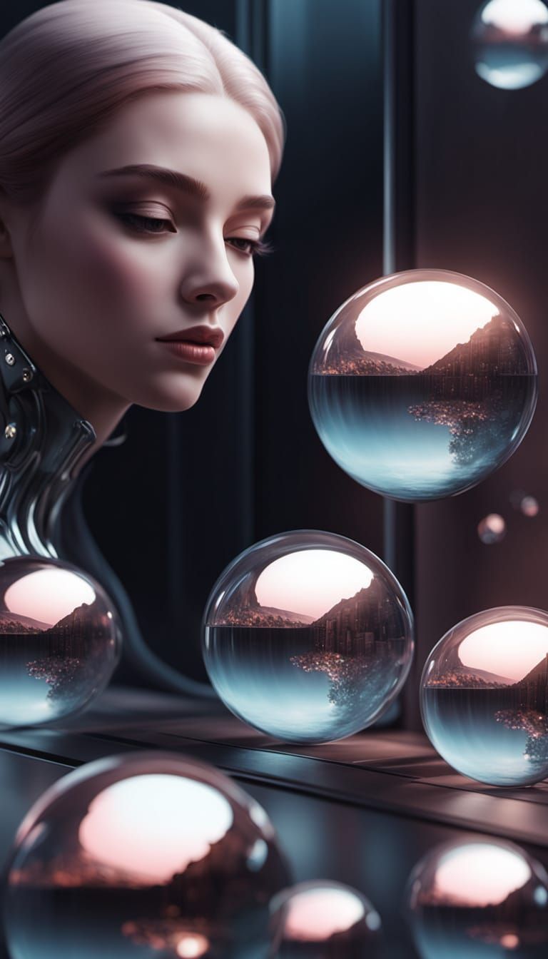 Serene Futuristic Woman in Hyper-Realistic Digital Art