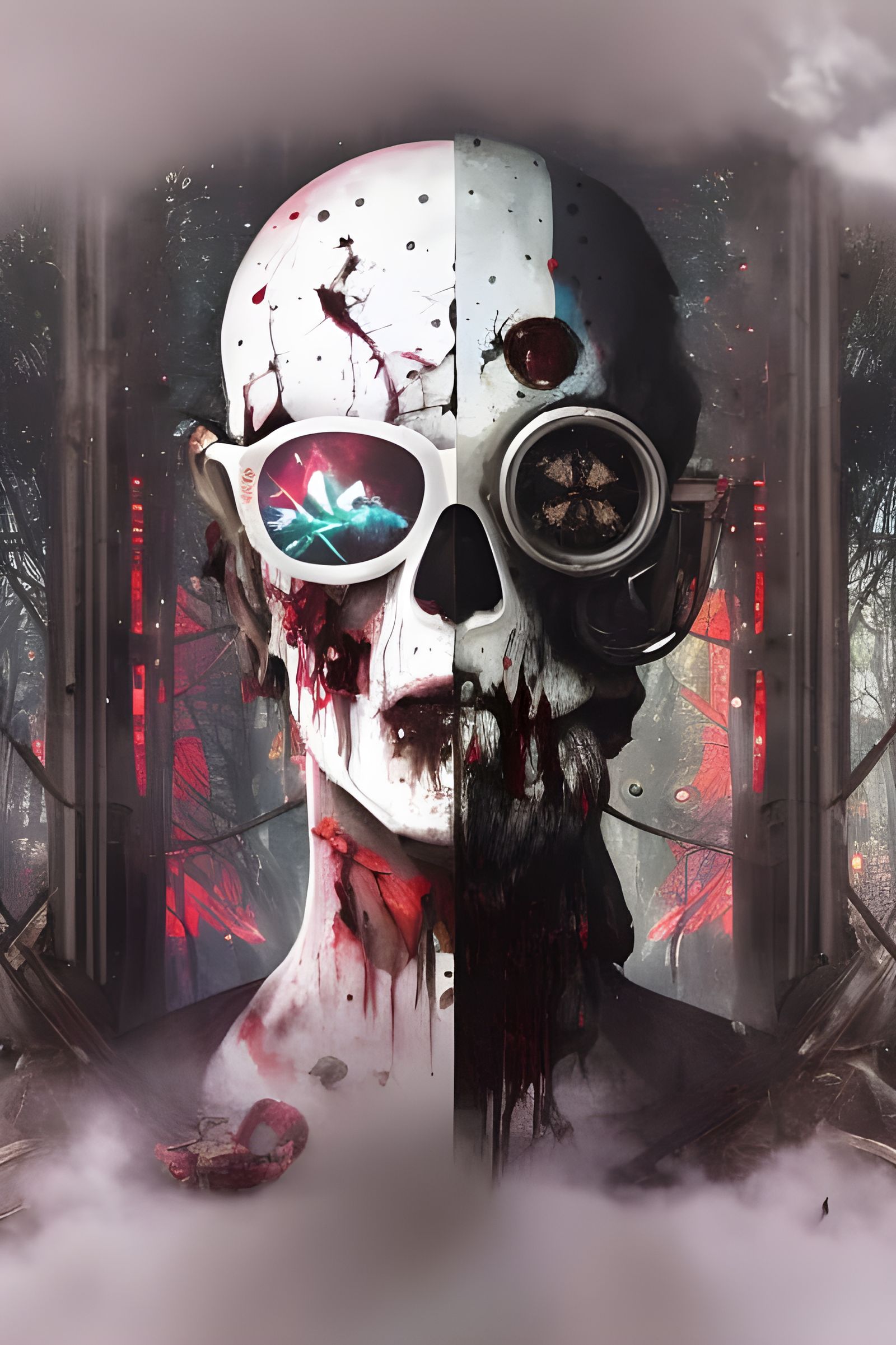 Steampunk Zombie Deer in Surrealist Style