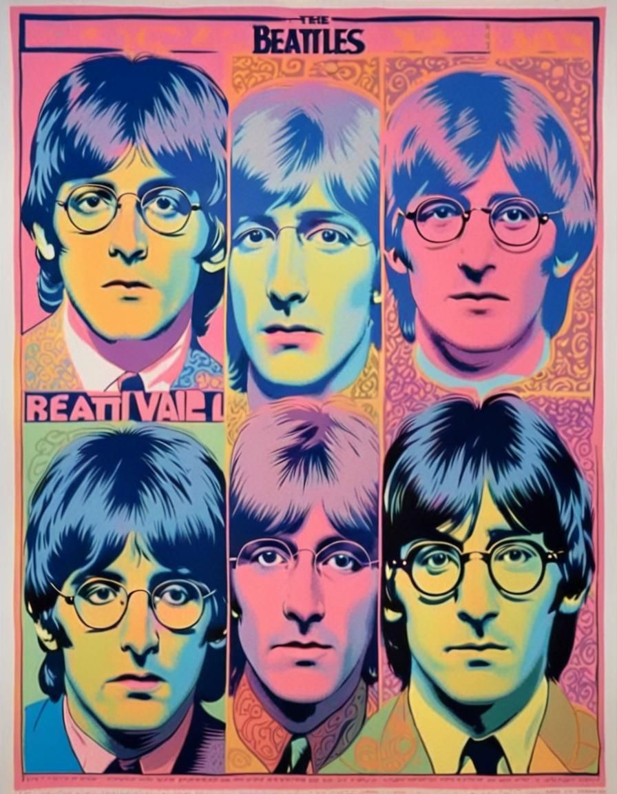 The Beatles: Warhol-Inspired Psychedelic Rock Poster