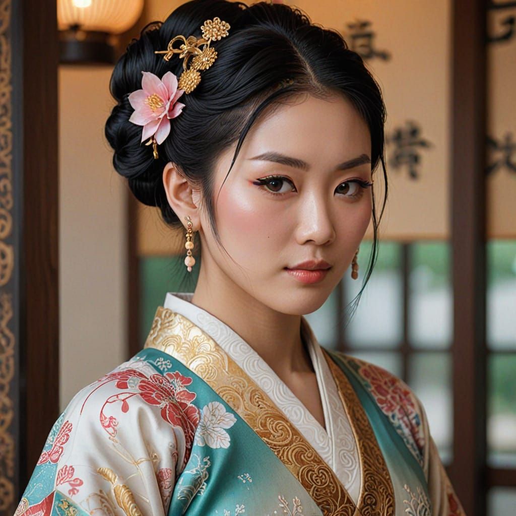 Ethereal Beauty in Traditional Japanese Attire