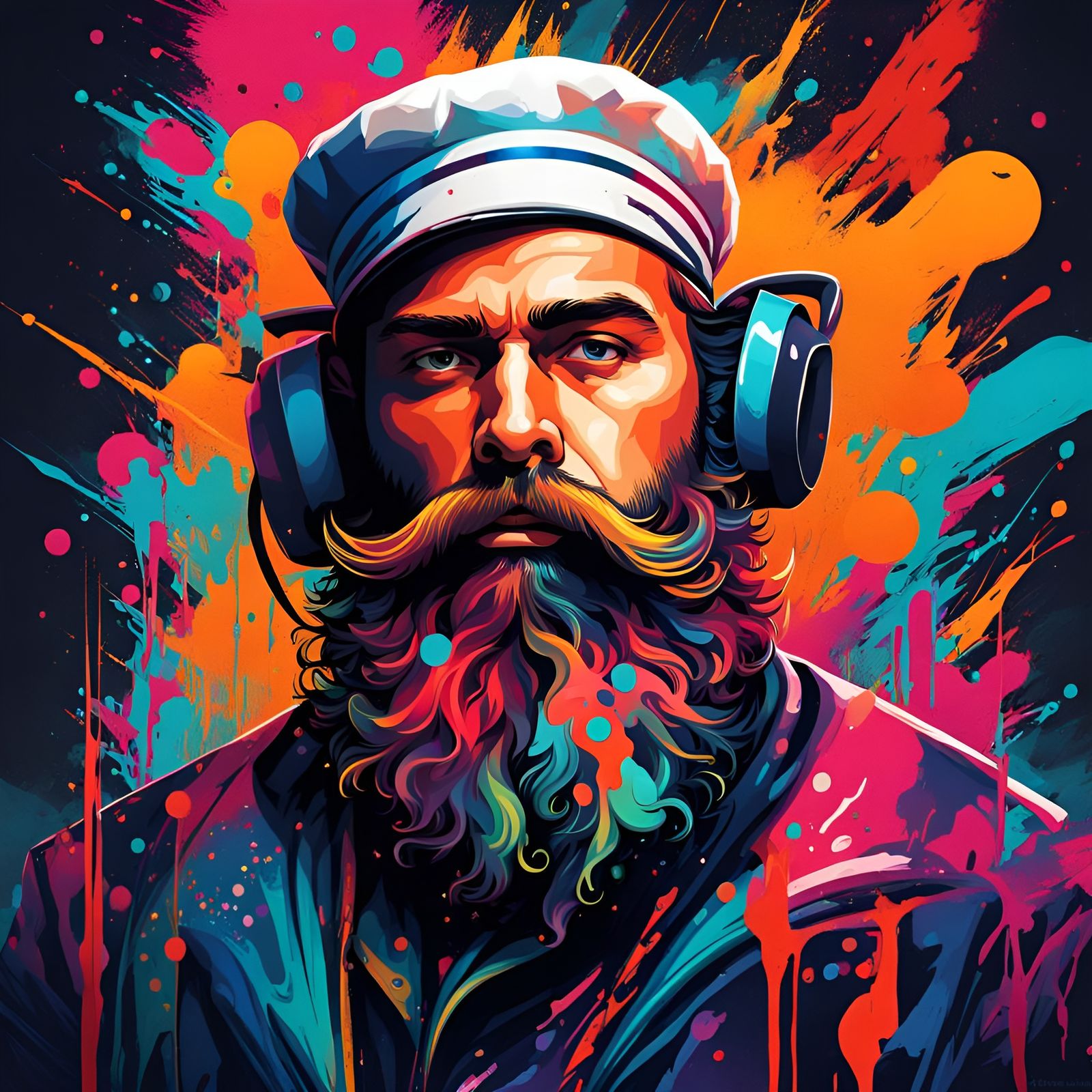 Bearded Sailor Graffiti Art Wallpaper