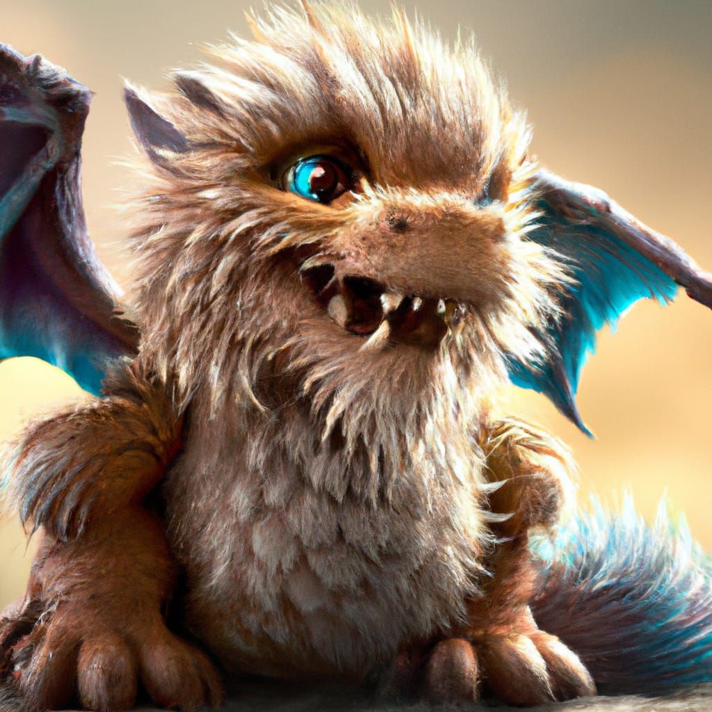 Chibified Fluffy Dragon Vector Art