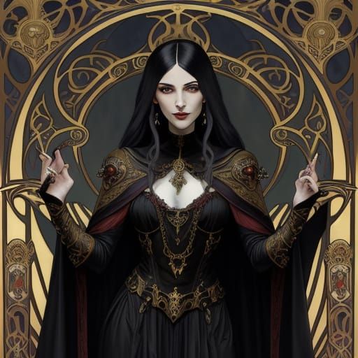 Aristocratic Vampire in Moonlit Gothic Castle - Art Nouveau ...
