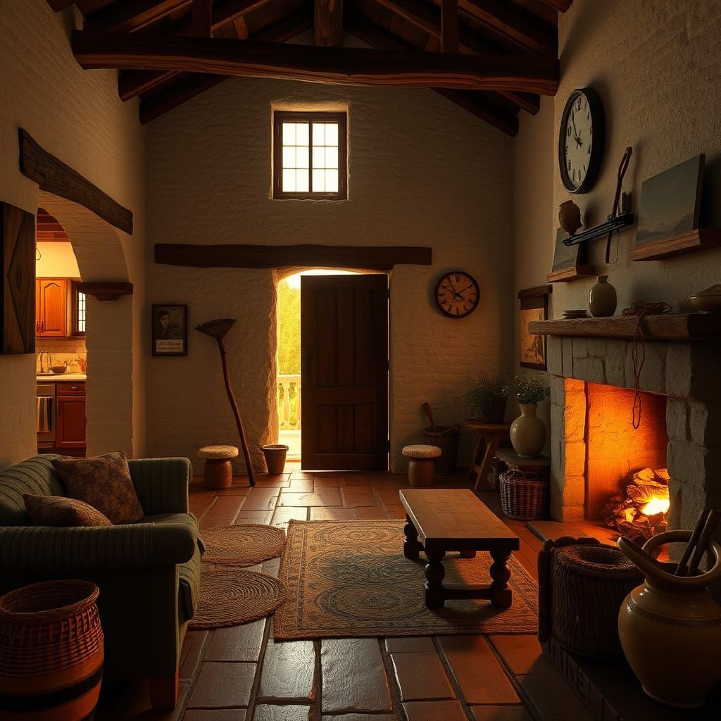 Inviting Farmhouse Interior in Asturias, Matte Painting