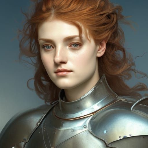 Medieval Female Knight Portrait in Fantasycore Style