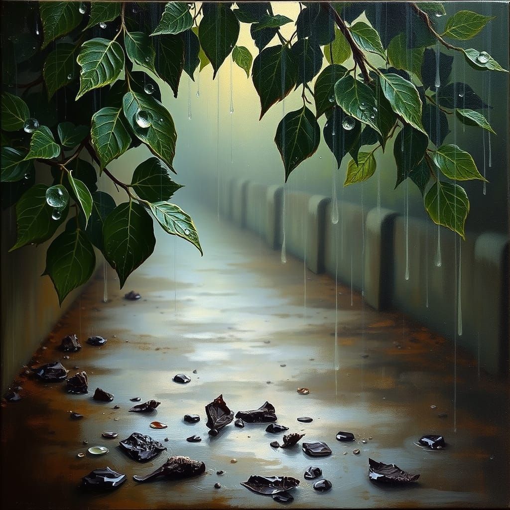 Earthy Petrichor After Rain Impasto Oil Painting