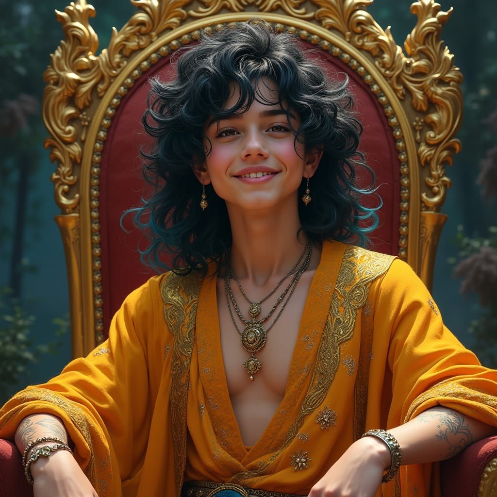 Young King in Opulent Byzantine Art Nouveau Style