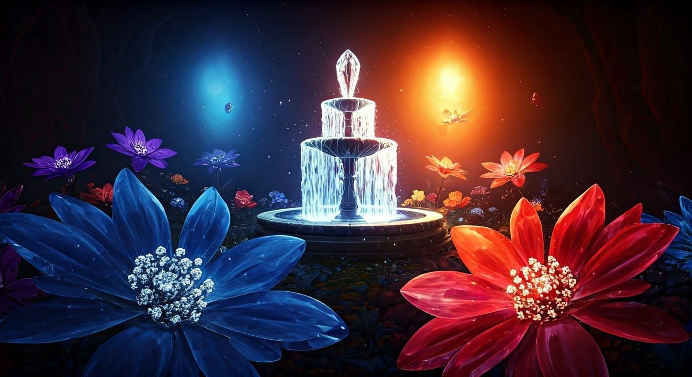 Ethereal Garden of Vibrant Gemstones and Glittering Diamonds