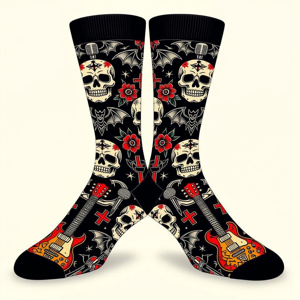 Ozzy Osbourne Tattoo Pattern Socks