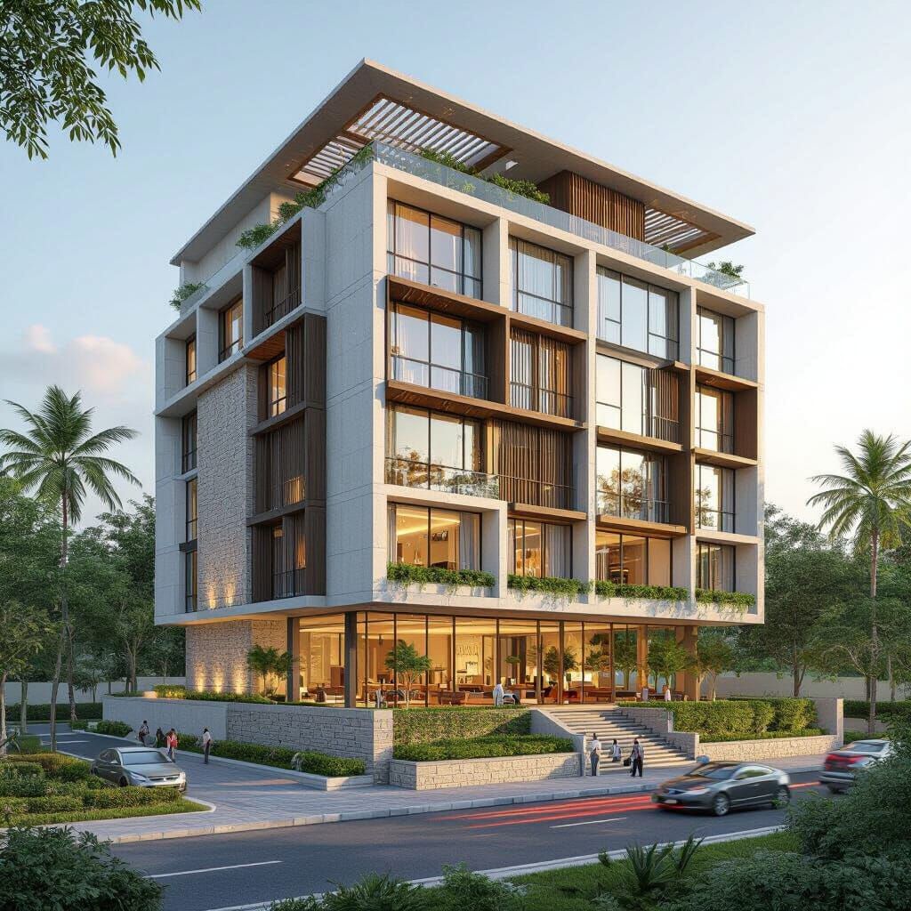 Modern G+5 Hotel Architectural Visualization in India