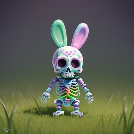 Candy Art Sugar Skull White Chocolate Bunny