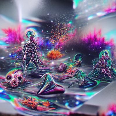 Holographic Cosmic Astral Art in Mixed Media