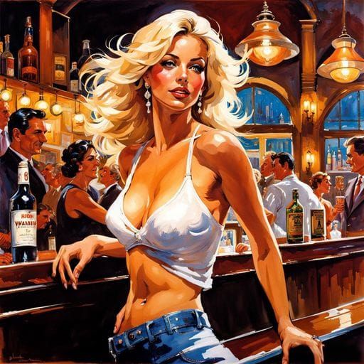 Blonde Italian Woman Dancing in Buenos Aires, Ink Art