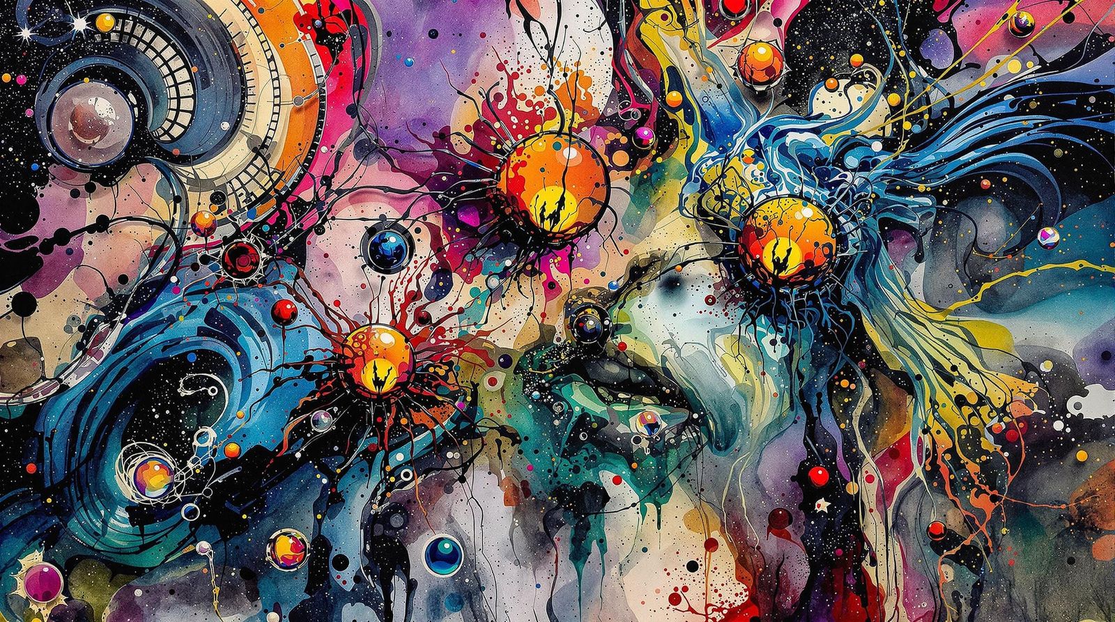 Surreal Nocturnal Odyssey in Abstract Expressionism