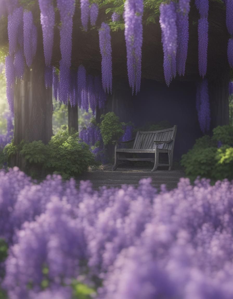 Wisteria Trees with beautiful Garden and seating arrangement...