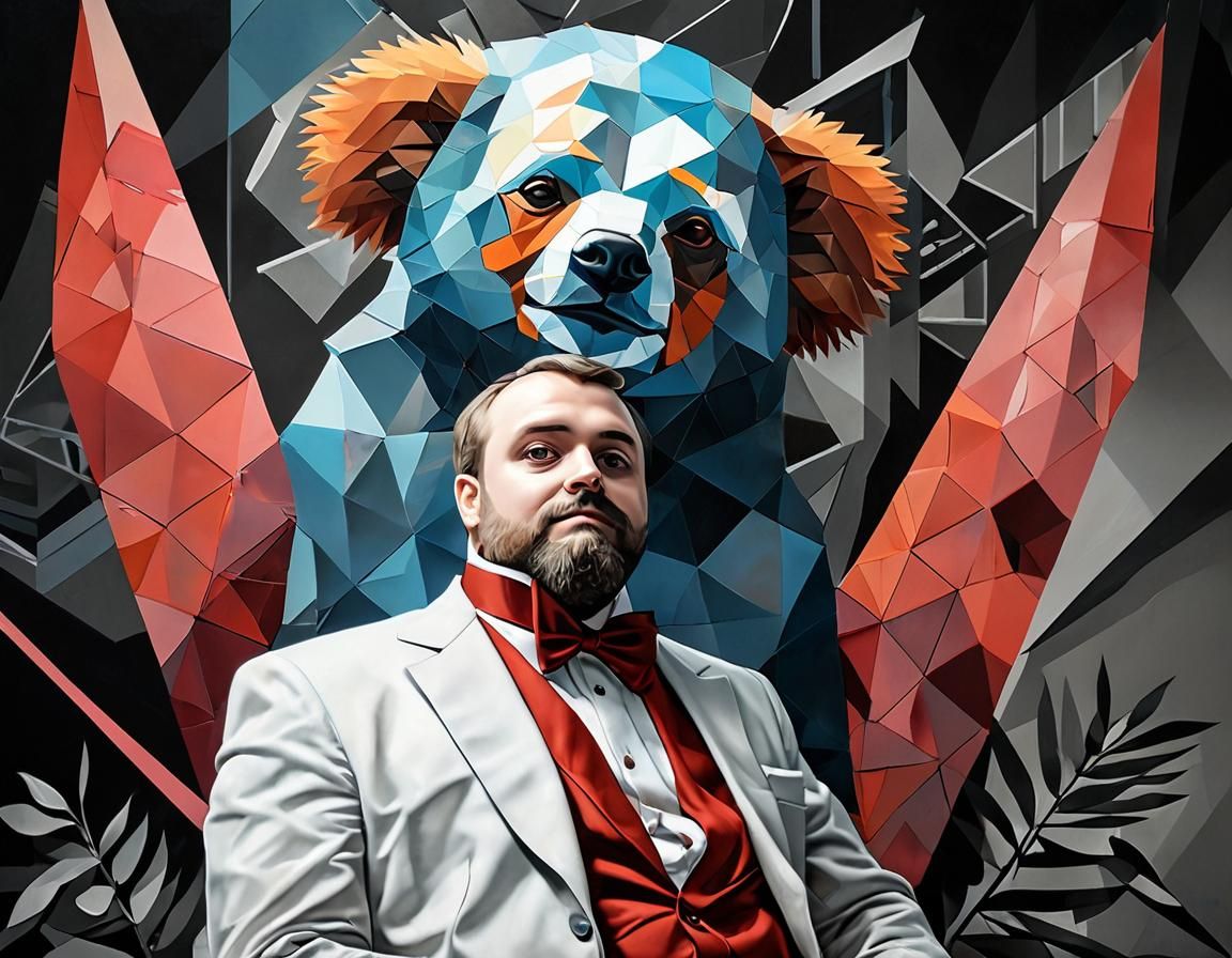 Angular Koala Bear Painting in Art Deco Style