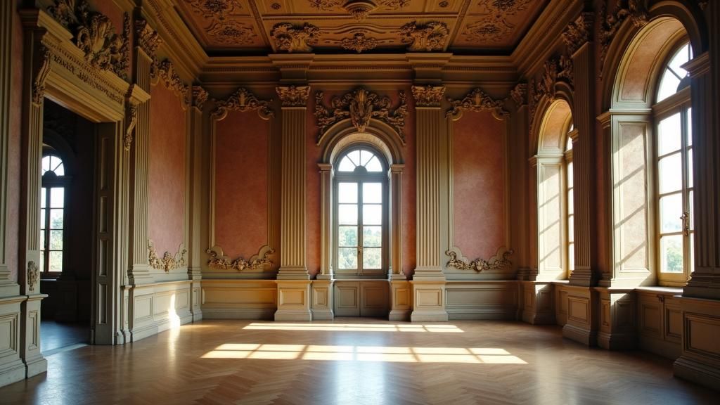 Baroque Study with Ornate Room of Three Windows
