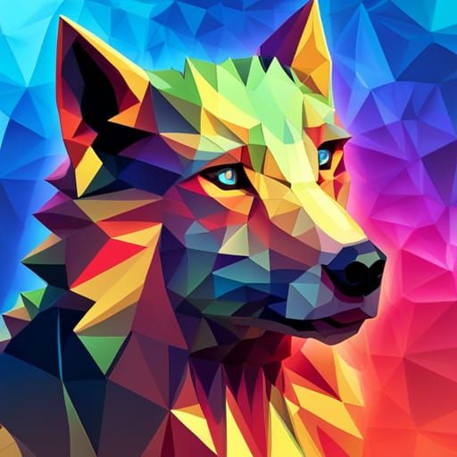 Geometric Wolf in Vibrant 3D Design
