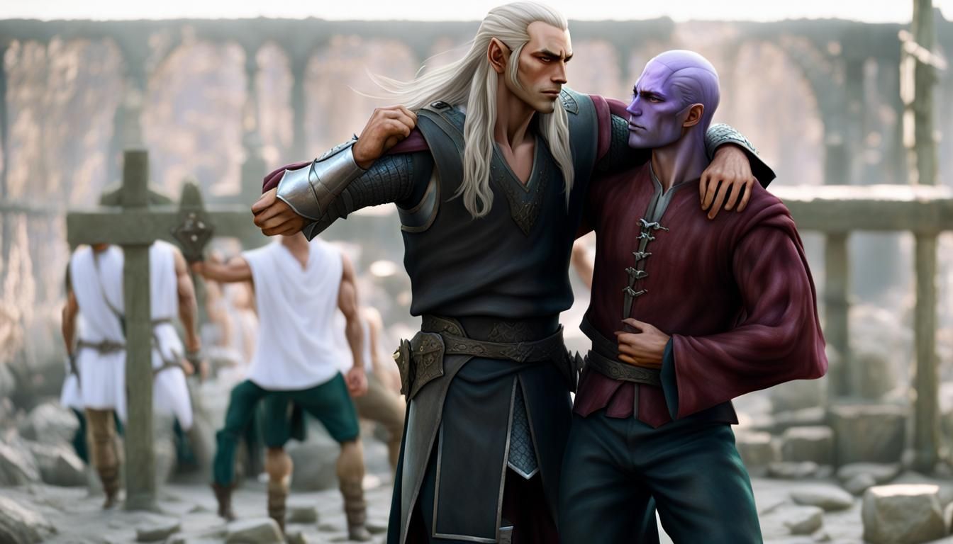 Ethereal Elf Warrior in Silver Armor After Battle