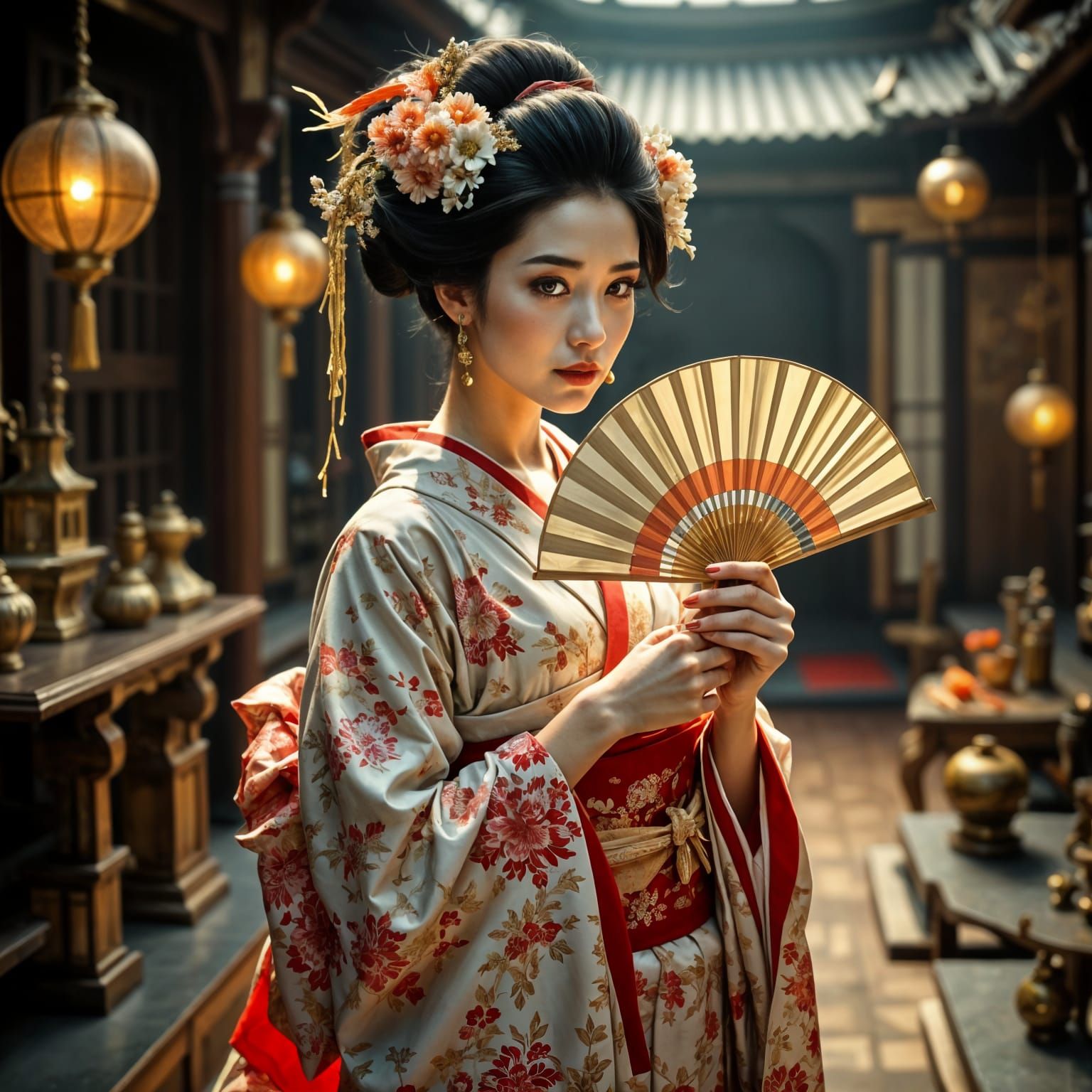 Surreal Samurai and Geisha in Hyper Realistic Beauty