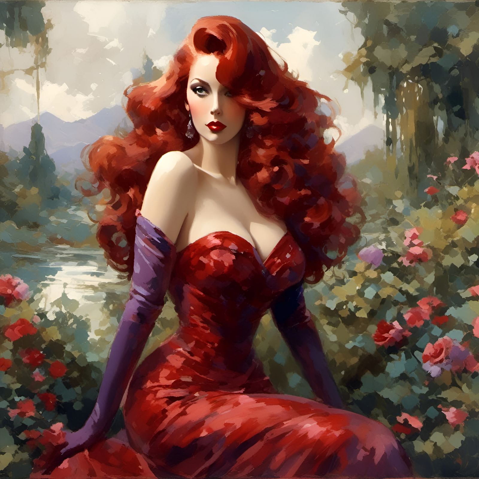 Jessica Rabbit in Luminist Landscape Painting