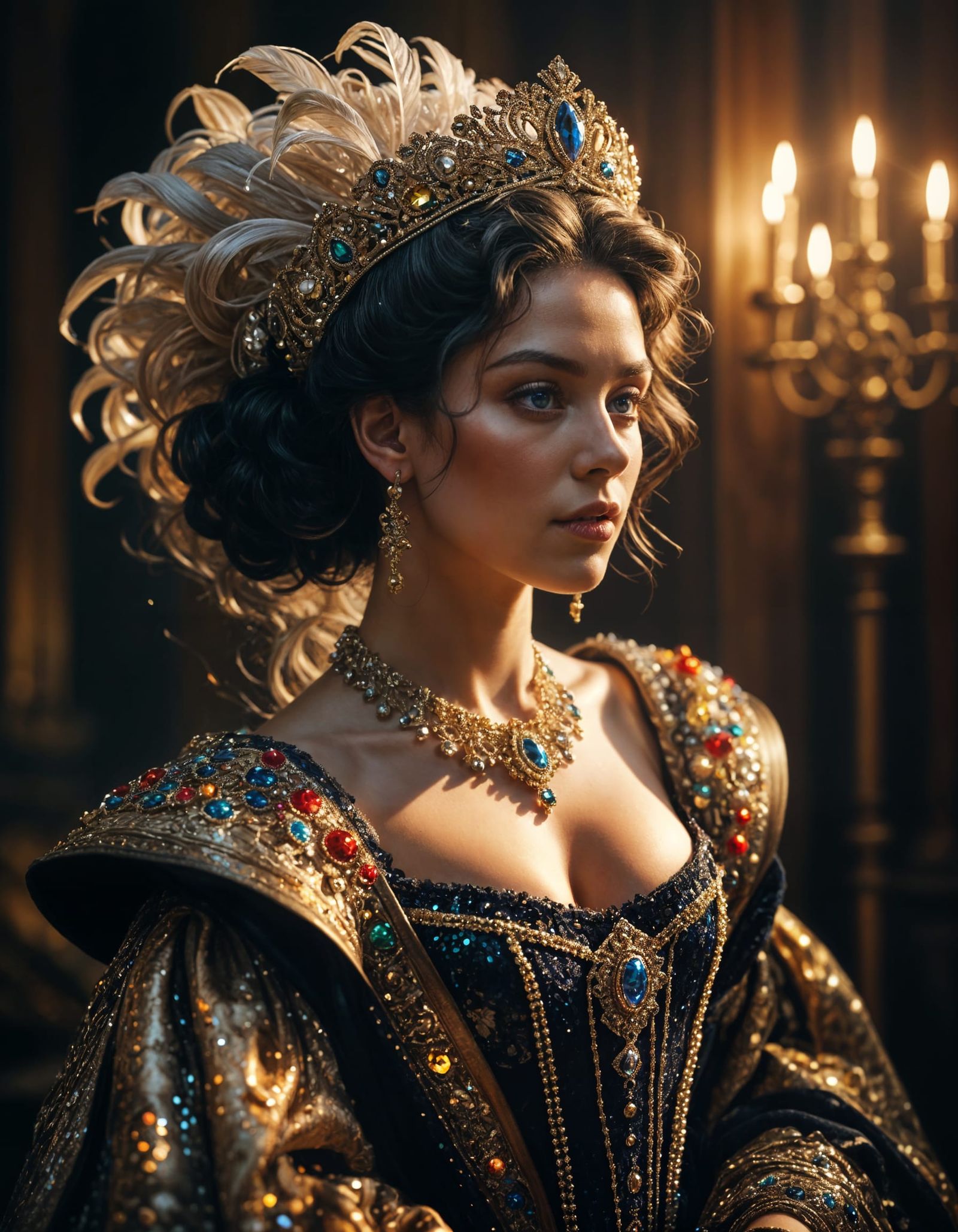 Majestic Queen in Shimmering Sequin Regalia