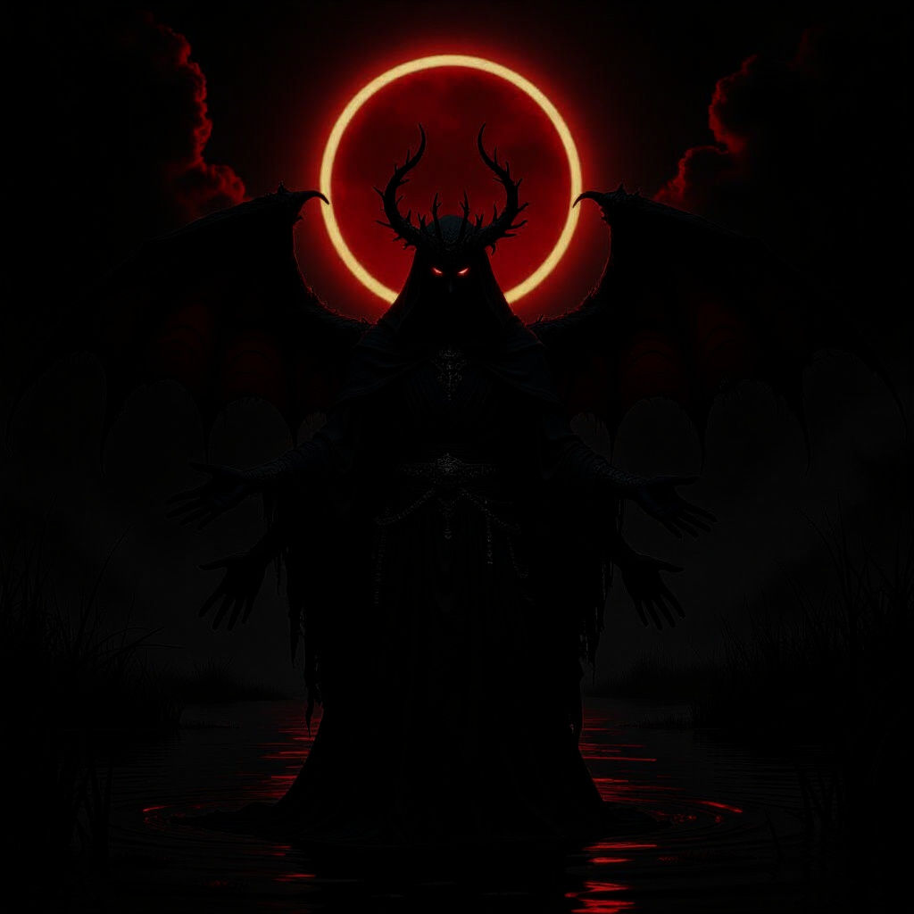 Black Elder Demon Under Solar Eclipse