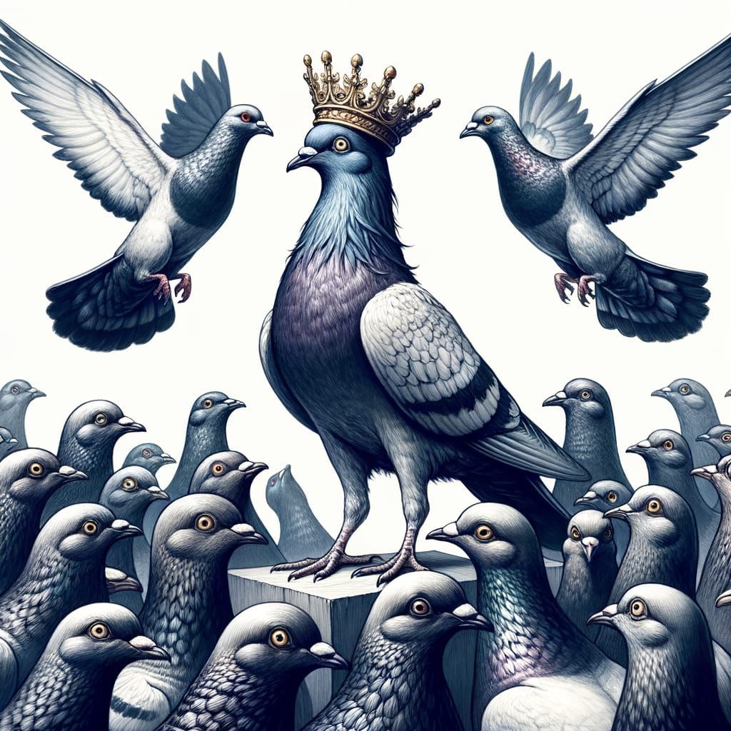 The Pigeon King: A Regal Bird Illustration