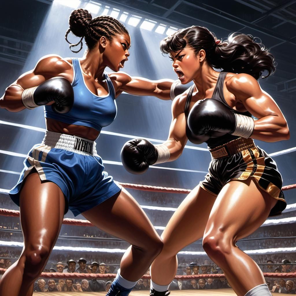 Intense Boxing Match in Manga Key Visual Style