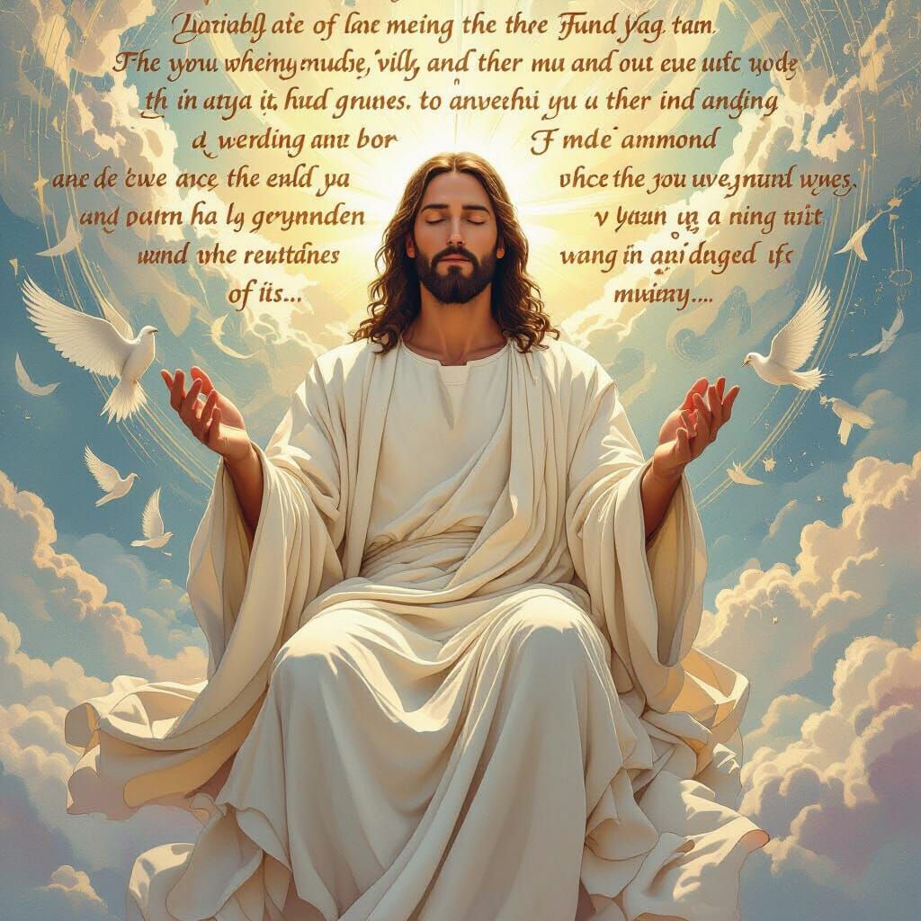 Serene Jesus Surrounded by Heavenly Lyrics and Poetry