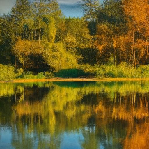 Impressionist Painting of Lone Figure by Lake