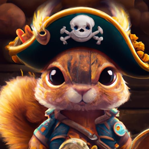 Chibi Squirrel Pirate in Detailed Digital Illustration