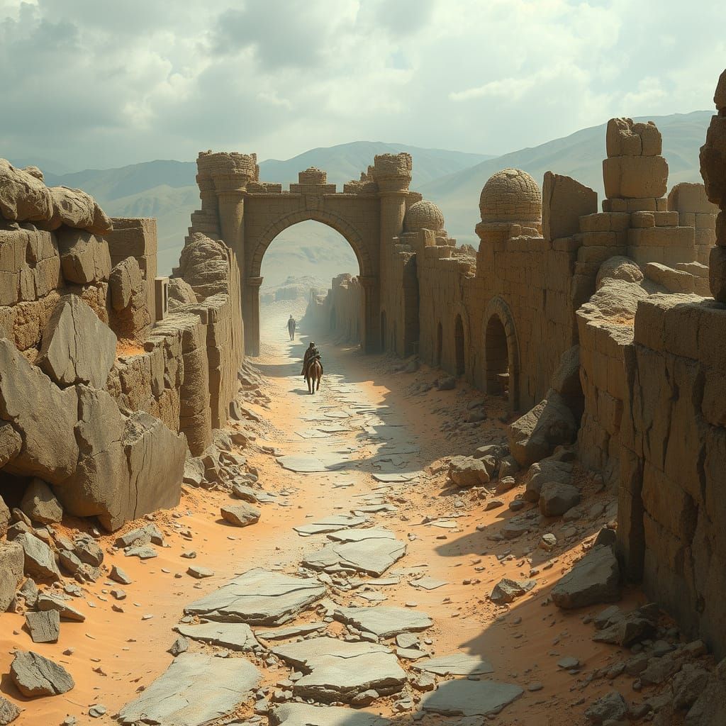 Ancient Arabian Road: Crumbling Stone and Sand