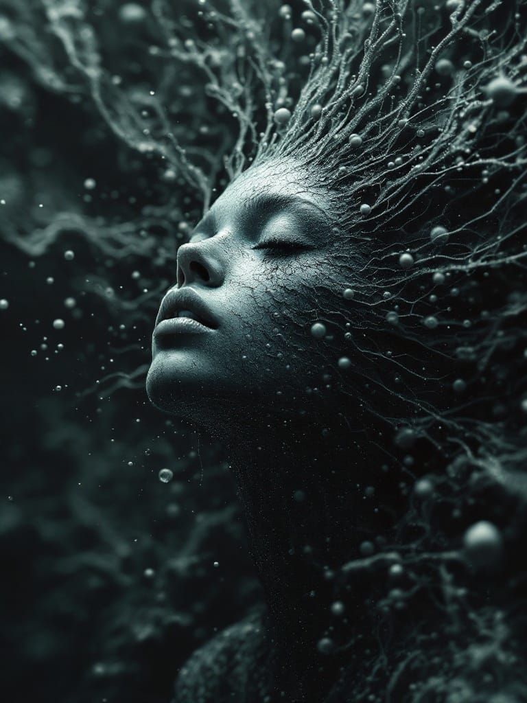 Grisaille Self-Portrait in Mandelbulb Shape