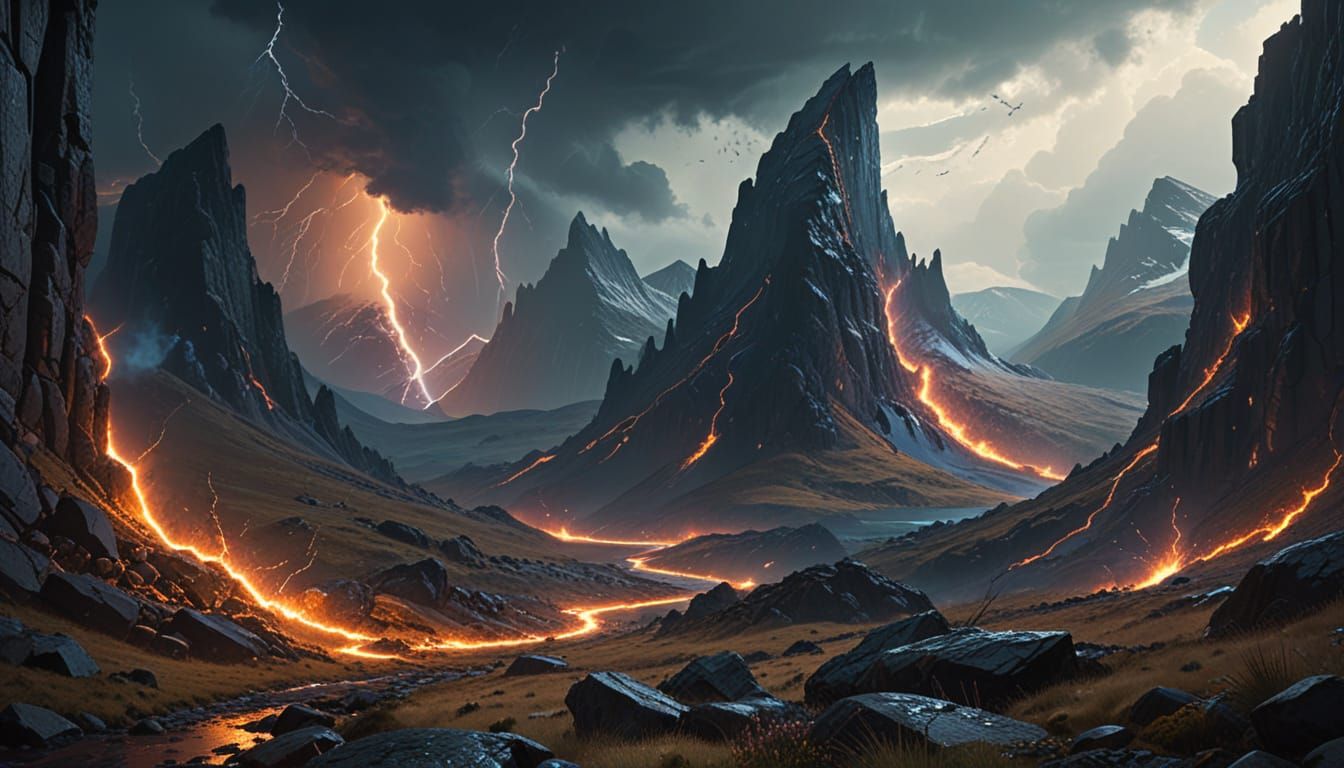 Majestic Scottish Valley Illuminated by Electrifying Lightni...
