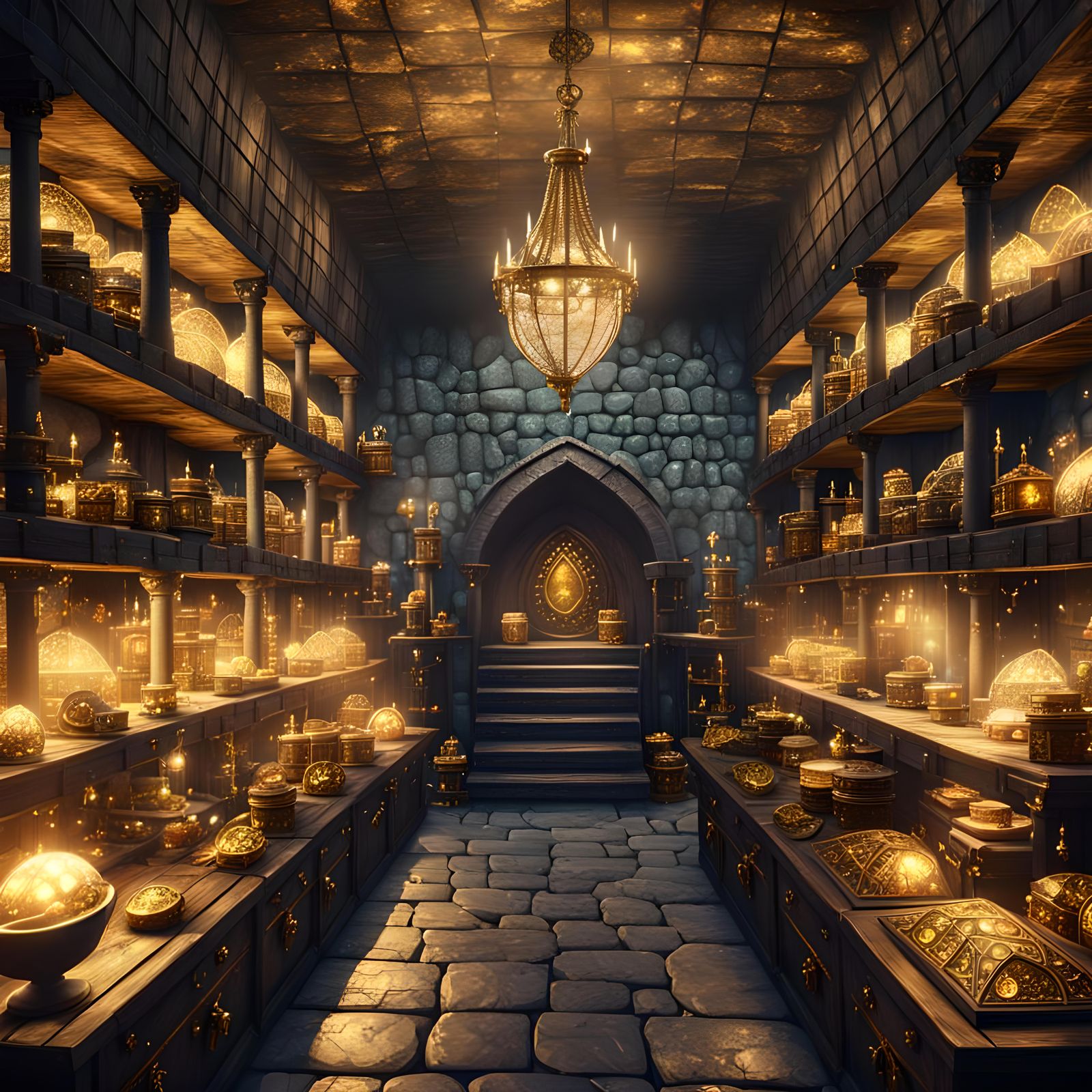 Evil King in Grand Medieval Treasure Lair