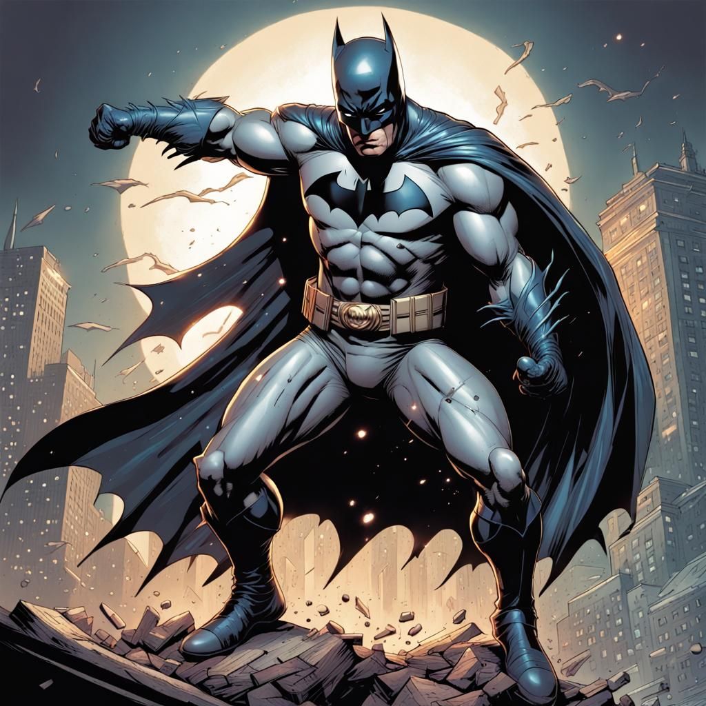 Batman in Fighting Pose: Comic Book Art