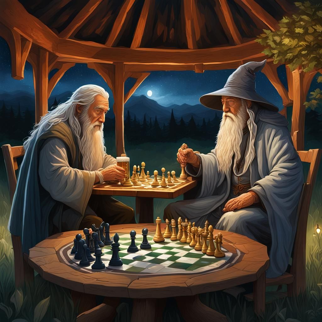 Gandalf and Saruman Play Chess Under the Stars