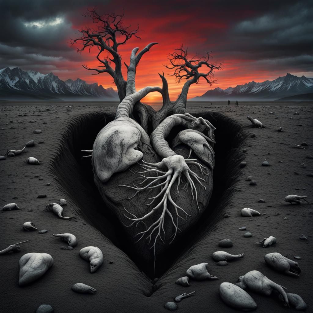 Surreal Horror: Dead Heart in Ominous World