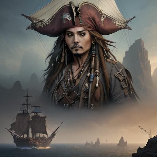 Detailed Matte Painting of Jack Sparrow