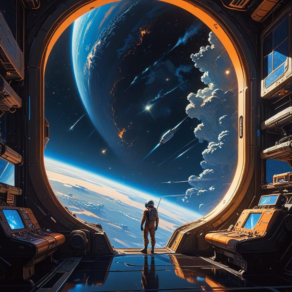 Cosmic Voyager Amidst Starry Expanse