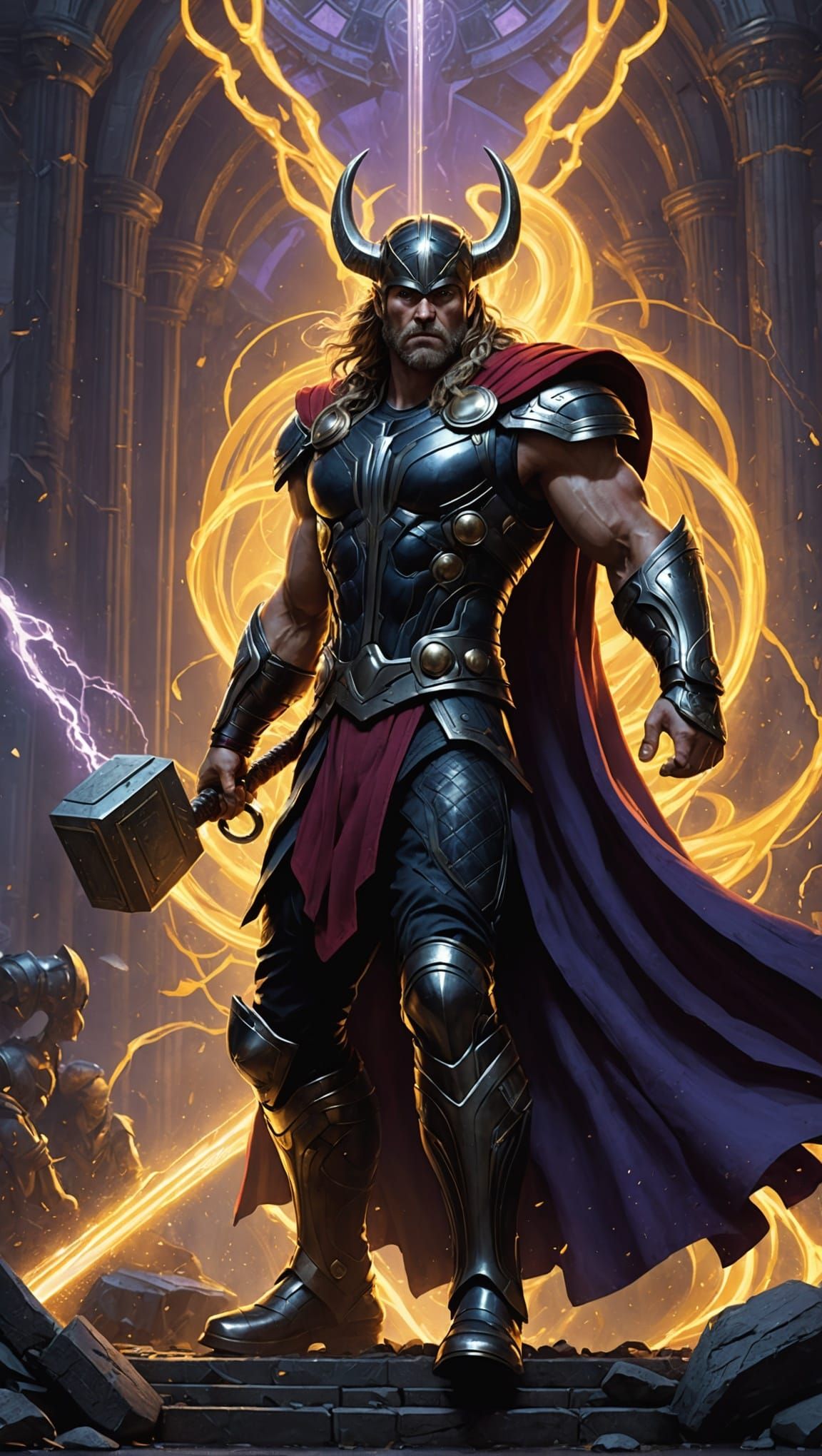 Thor Dark Fantasy Concept Art in Art Nouveau Style