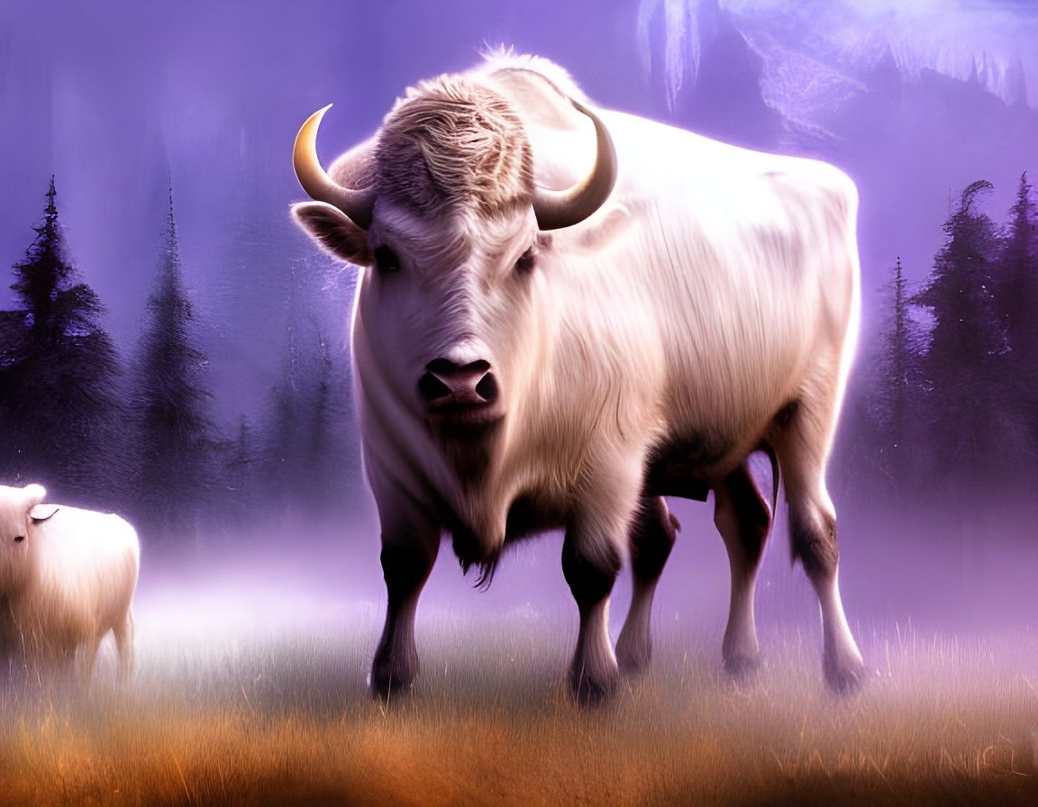 white buffalo and a white buffalo calf a masterpiece, 8k res...