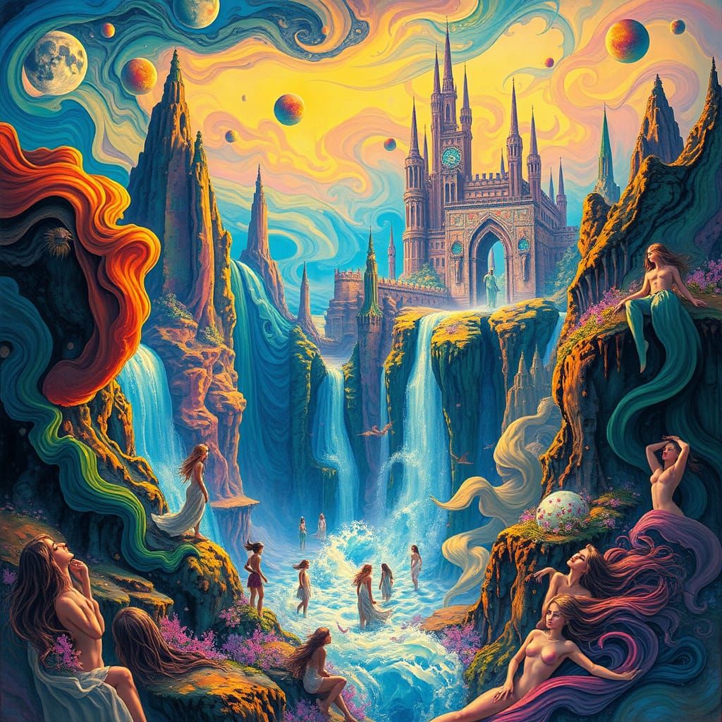 Surreal Landscape with Ethereal Figures