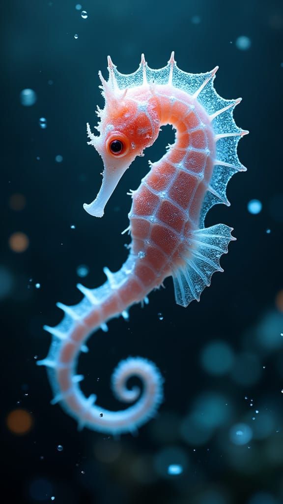 Celestial Seahorse Drifts Through Enchanted Abyss in Etherea...