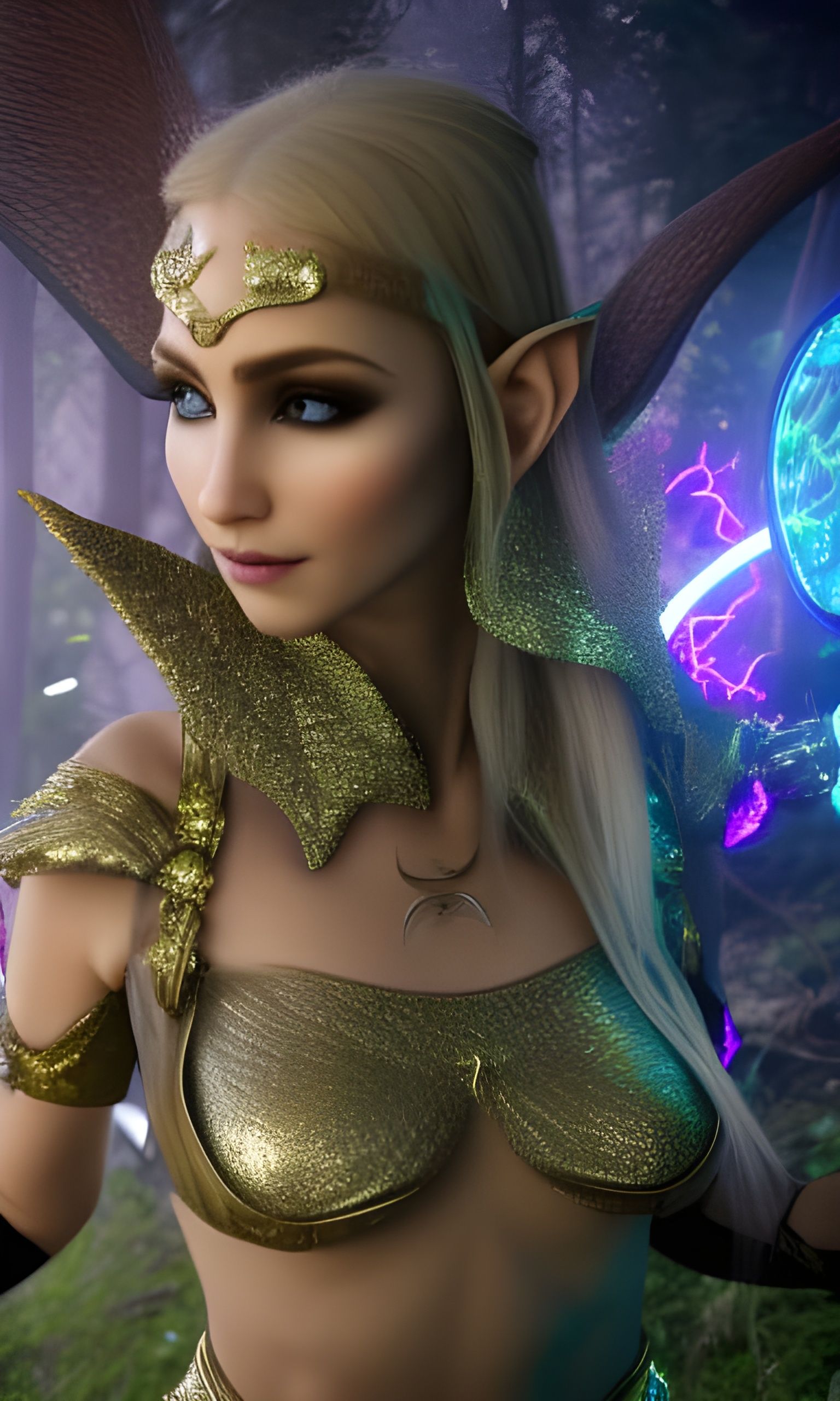 Machine Elf Maiden Portrait in Psychedelic Sci-Fi Style